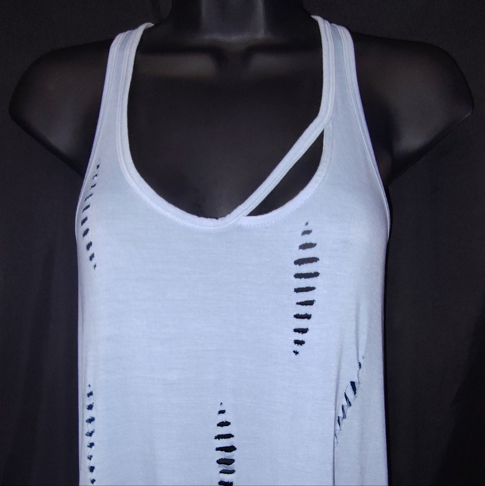 Baby blue Express distressed tank top